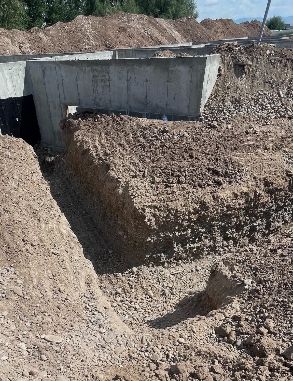 Sewer Service and Water line trench